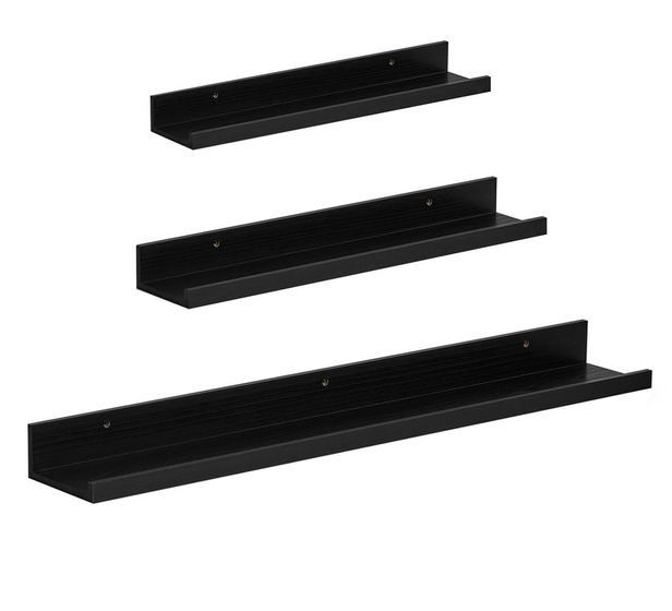 Set Of 3 Astrea Wall Shelves, Black Floating Shelves Set Of 3