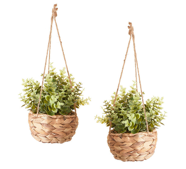 Set Of 2 Artificial 41cm Hanging Basket Plants