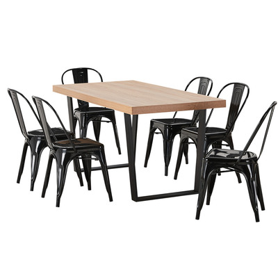 Bridge 6 Seater Dining Set With Replica Tolix Chairs