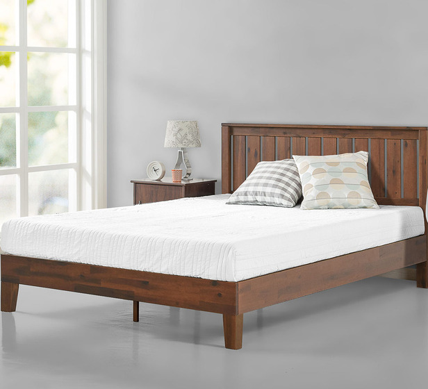 Brienne Queen Bed Fantastic Furniture, Zinus Deluxe Antique Espresso Solid Wood King Platform Bed Frame