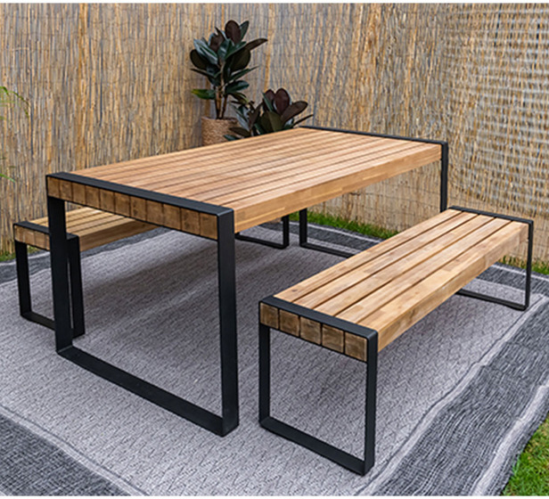 Bensa 6 Seater Outdoor Dining Table, Wooden Bench Dining Table Outdoor
