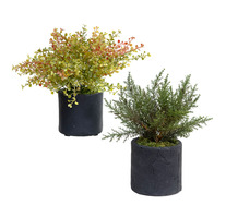 Set Of 2 Potted Bush Artificial Plants