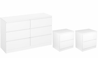 Como 3 Piece Deluxe 6 Drawer Dresser Bedroom Set