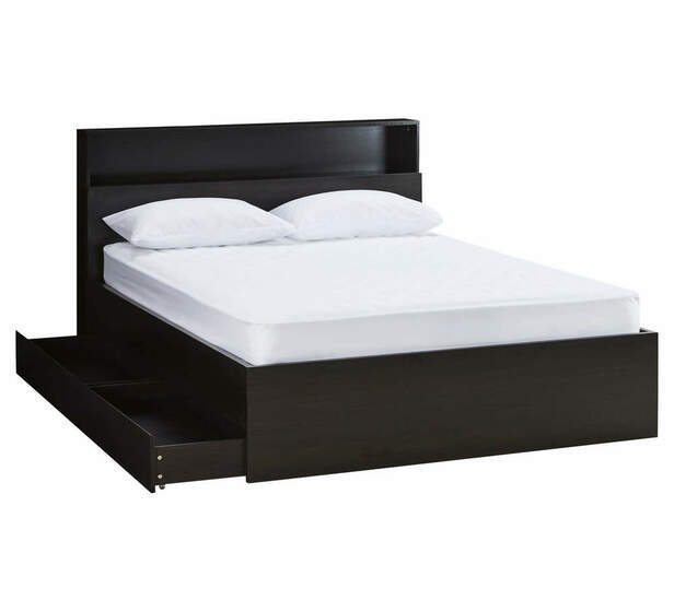 Como Double Bed With Storage In Black Brown, Double Bed Frame With Storage