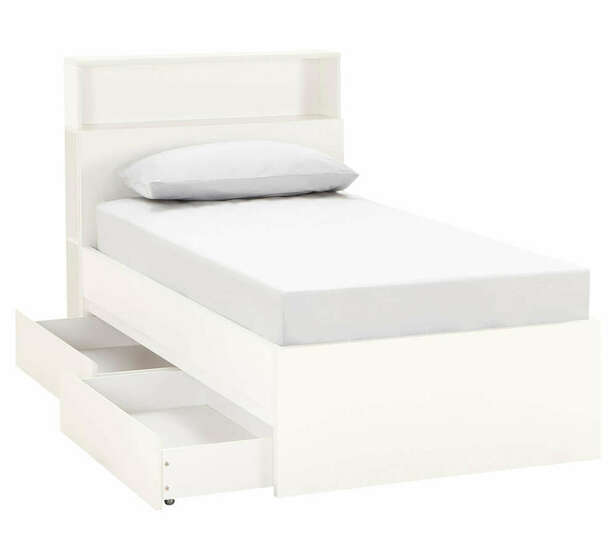 Como Single Bed With Storage In White, Single Bed With Storage Drawers White