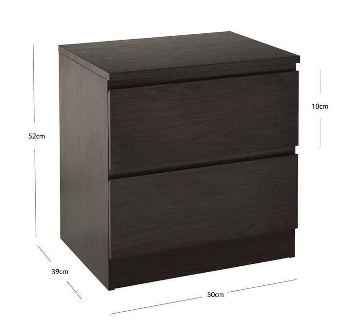 Como Bedside Table In Black Brown, What Is The Size Of A Bedside Table
