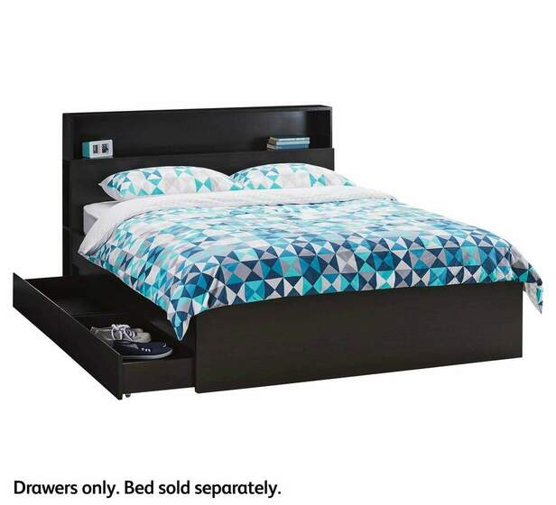 Como Queen Bed Drawer Pack In Black, Queen Size Bed With Drawers Under