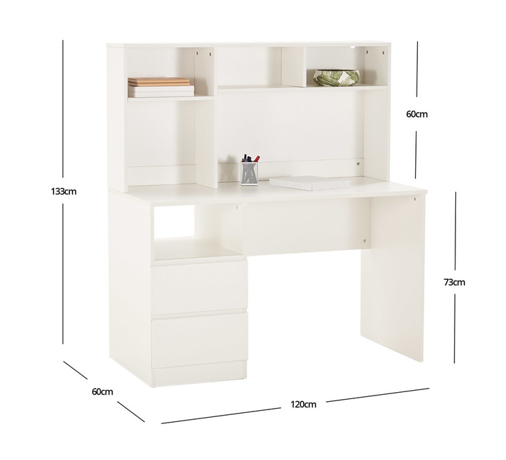 Como Desk With Hutch In White, Narrow White Desk With Hutch