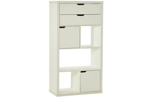 Coda 6 Shelf Bookcase With 2 Drawers, 6 Shelf Bookcase White