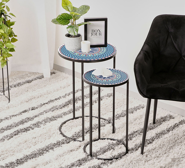 Set Of 2 Dotti Mosaic Outdoor Tables