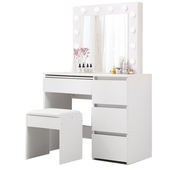 Footlights Dressing Table Set, White Dressing Table With Mirror And Drawers Australia