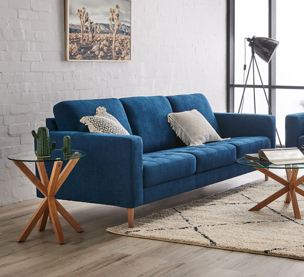 Finlay 3 Seater Sofa In Denim, Denim Couch Living Room