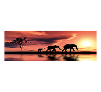 Elephants At Sunset Wall Art