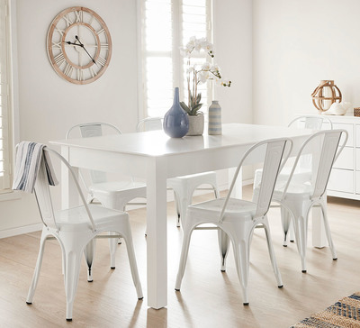Hamilton 6 Seater Extendable Dining Set With Replica Tolix Chairs