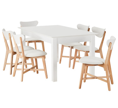 Hamilton 6 Seater Extendable Dining Set With Elke Chairs