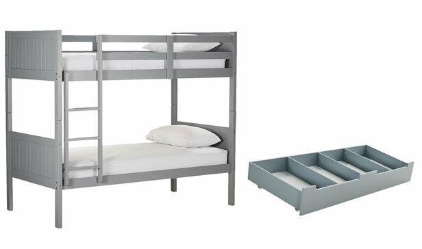 Jordan Twin Bunk Storage Bed In Grey, Jordan Twin Over Bunk Bed With Trundle