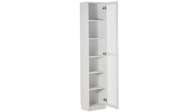 Kobi Large Narrow Bookcase With Glass, Narrow Black Bookcase With Doors
