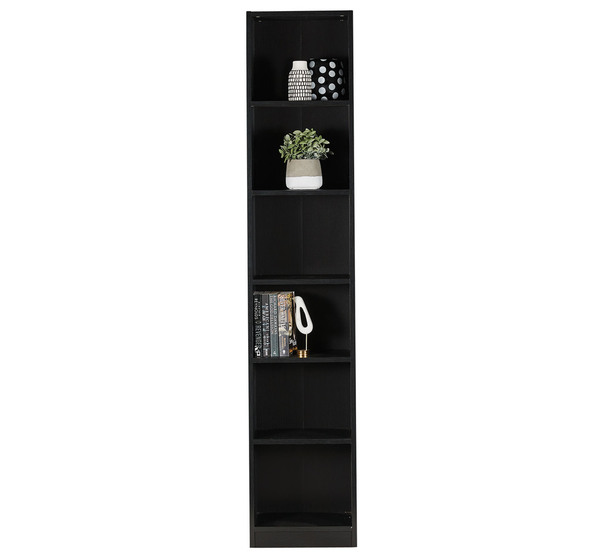Kobi Large Narrow Bookcase In Black, Slim Depth Bookcase