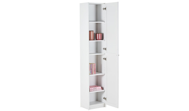 Kobi Large Narrow Bookcase With, Thin Bookcase With Doors
