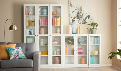 Kobi Large Wide Bookcase With Glass Doors