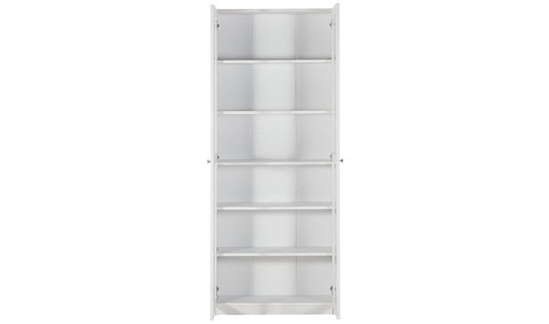 Kobi Large Wide Bookcase With Glass, White Storage Bookcase With Doors