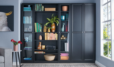 Kobi Large Wide Bookcase With Panelled Doors