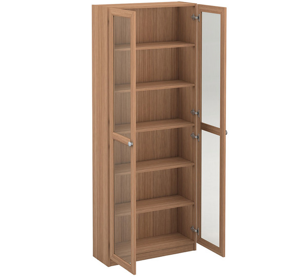 Kobi Large Wide Bookcase With Glass, Tall Bookcase Cabinet With Glass Doors