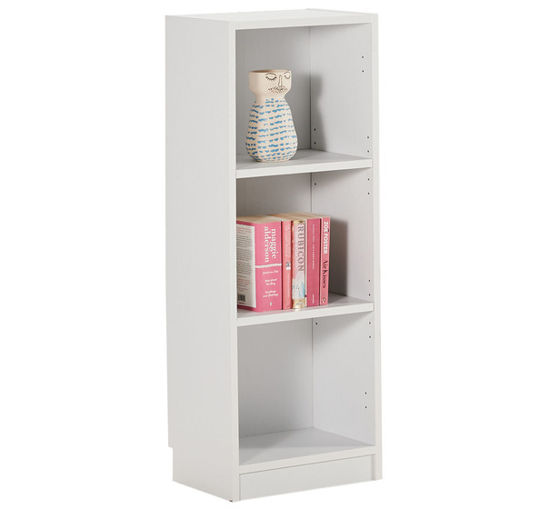Kobi Small Narrow Bookcase In White, Narrow Bookcase With Adjustable Shelves