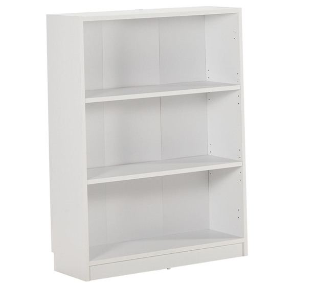 Kobi Small Wide Bookcase In White, Short And Wide Wooden Bookcase