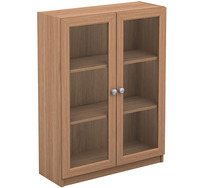 Kobi Small Wide Bookcase with Glass Doors