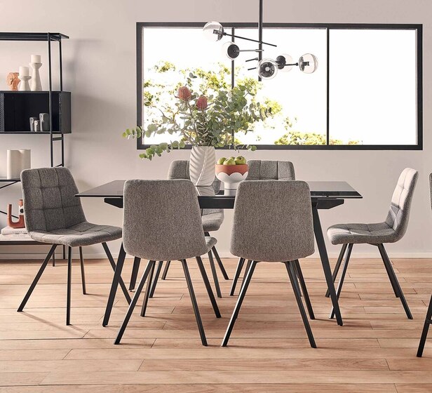 Monti 6 Seater Dining Set With Charlie Chairs