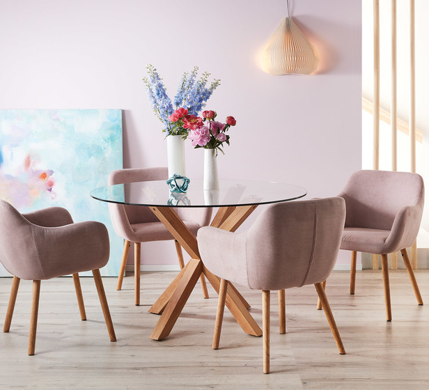 Nicki Dining Chair In Blush Fantastic, Blush Pink Velvet Dining Chairs And Table