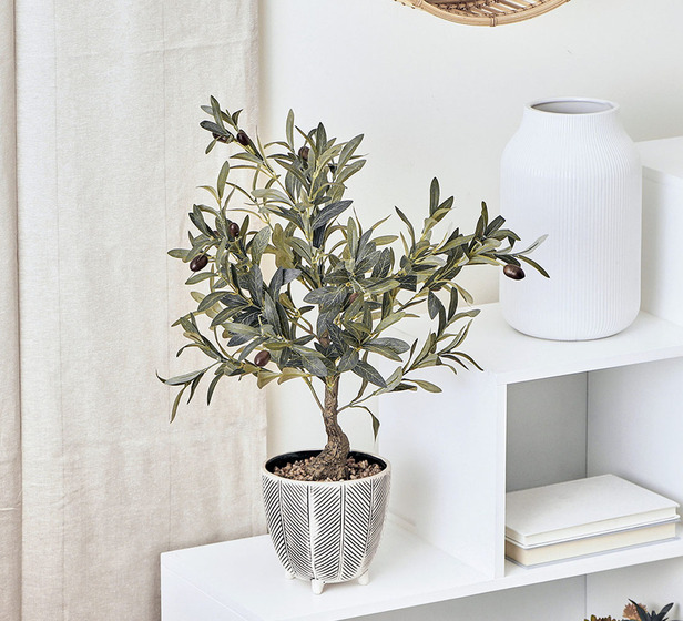 Artificial Olive Tree In A Ceramic Pot