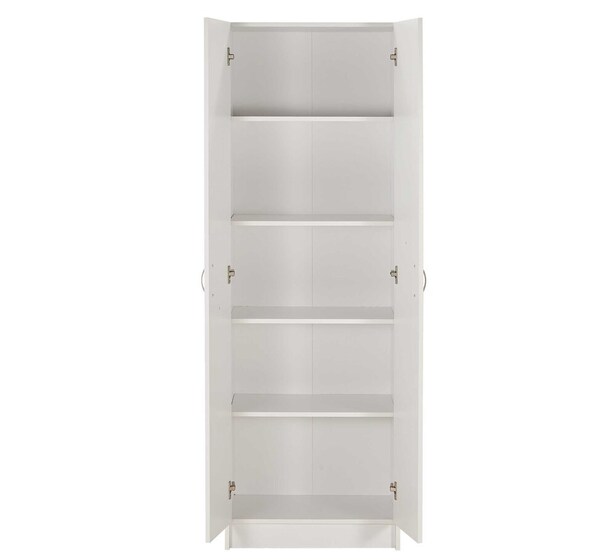 Reed Narrow 2 Door Pantry In White, For Living 2 Door Pantry Storage Cabinet White