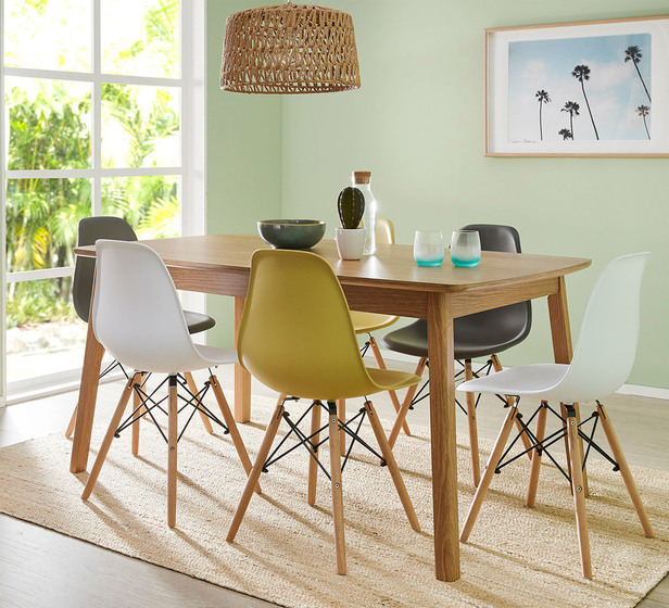 Retro 6 Seater Dining Set With Replica, Eames Dining Table Replica