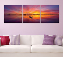 Set Of 3 Reflective Sunset Wall Art
