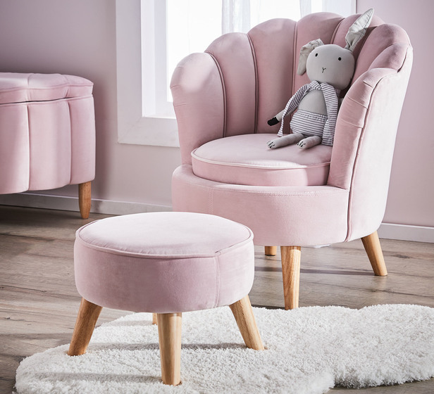 Venus Armchair With Footstool, Light Pink Armchair Uk