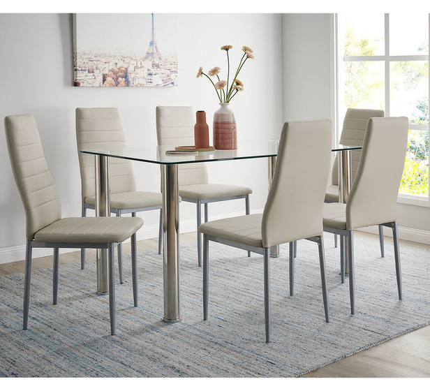 Zoe 7 Piece Dining Set With Clara Chairs Fantastic Furniture